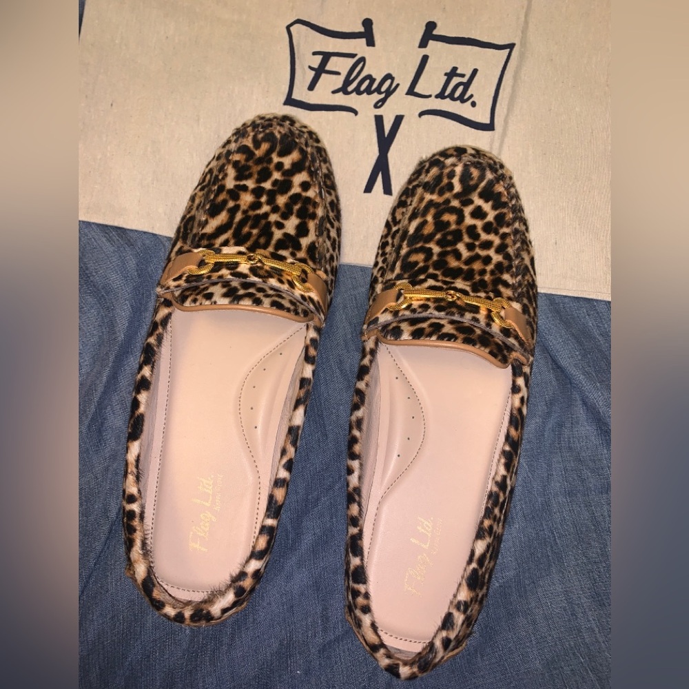 *Flag LTD. Women's Morgan Leopard Haircalf Bit Buckle Loafers